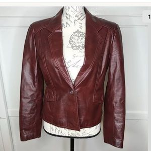 Vintage 80s Wilsons oxblood Leather blazer 14